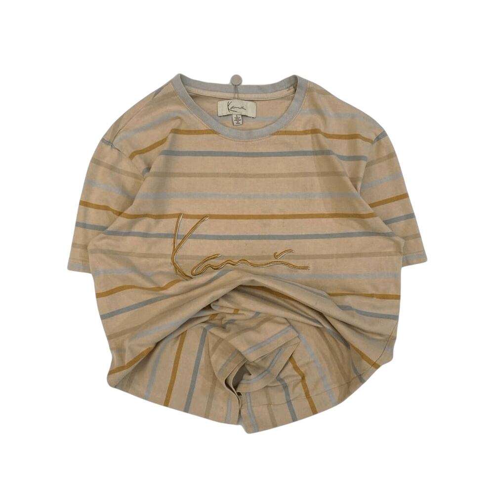 Karl Kani Y2K Baggy Striped Short Sleeve T Shirt Beige L